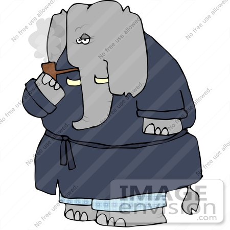#12659 Elephant in a Robe, Smoking a Tobacco Pipe Clipart by DJArt