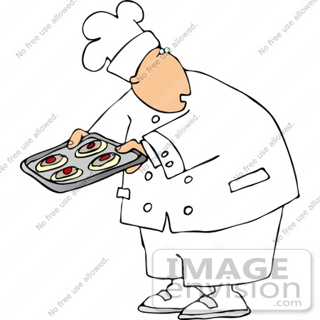 #12666 Chef Holding a Tray of Cooled Fruit Cookies Clipart by DJArt