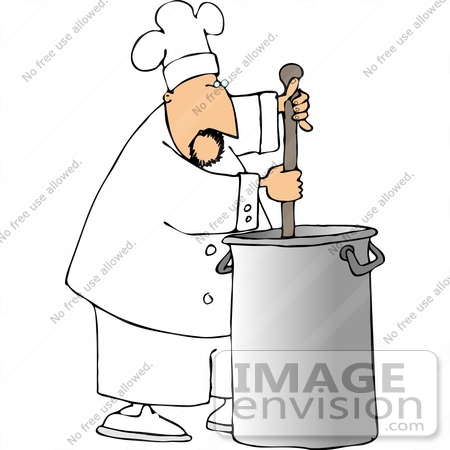 #12670 Chef Stirring Contents in a Stockpot Clipart by DJArt