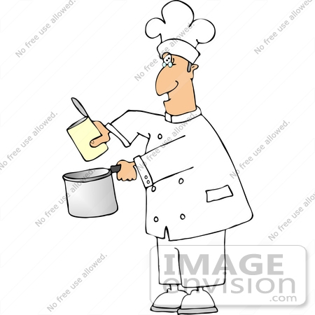 #12671 Chef With a Can and a Pot Clipart by DJArt