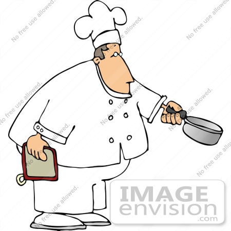 #12673 Chef Holding a Hotpad and Pan Clipart by DJArt