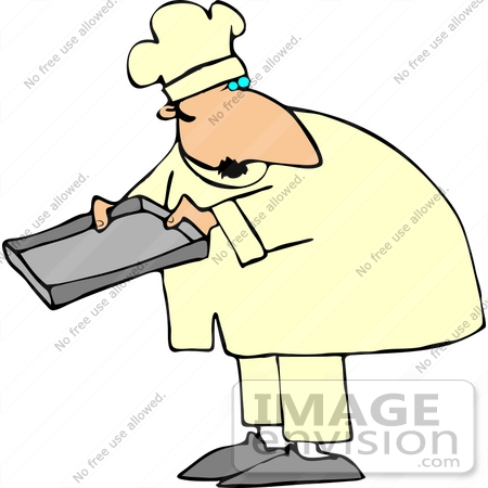 #12675 Middle Aged Male Caucasian Chef Holding a Pan Clipart by DJArt