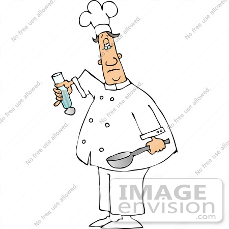 #12678 Chef Holding a Salt Shaker and Ladle Clipart by DJArt