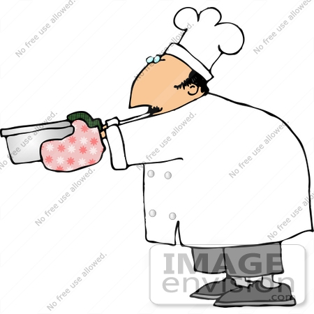#12681 Chef Holding a Pan Clipart by DJArt