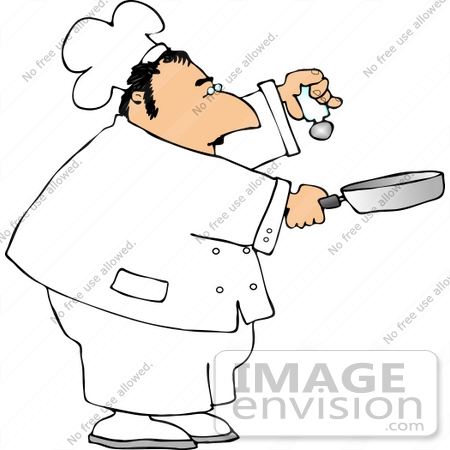 #12682 Chef Salting Food in a Pan Clipart by DJArt