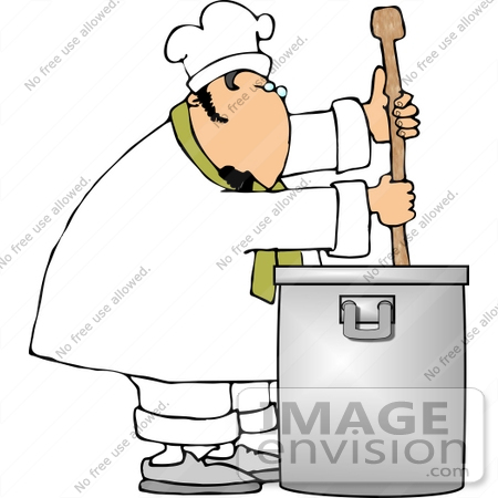 #12683 Chef Stirring the Contents in a Pot Clipart by DJArt