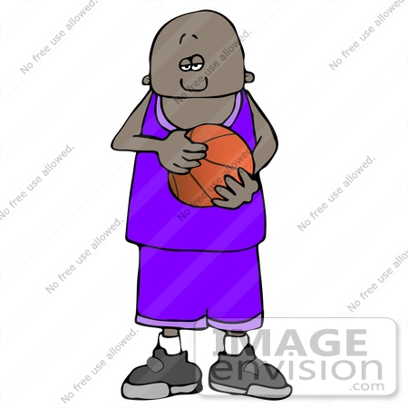 #12694 African American Boy Holding a Basketball Clipart by DJArt