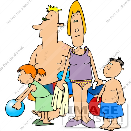 #12702 Caucasian Family at the Beach Clipart by DJArt