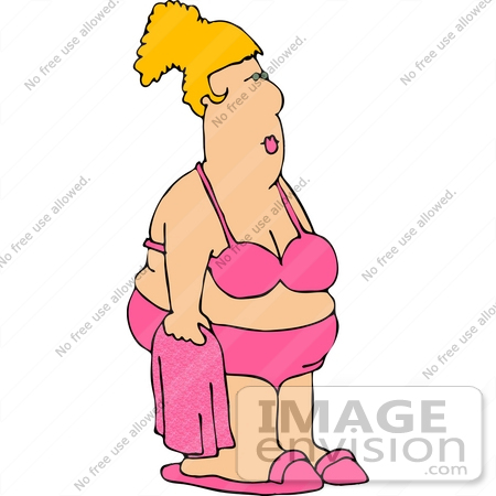 #12703 Woman in a Bikini, Holding a Drink Clipart by DJArt
