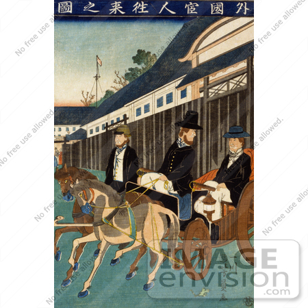 #12723 Picture of People in Japan, Riding Carriages by JVPD