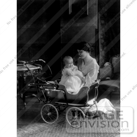 #12731 Picture of a Woman and Baby With a Baby Carriage by JVPD