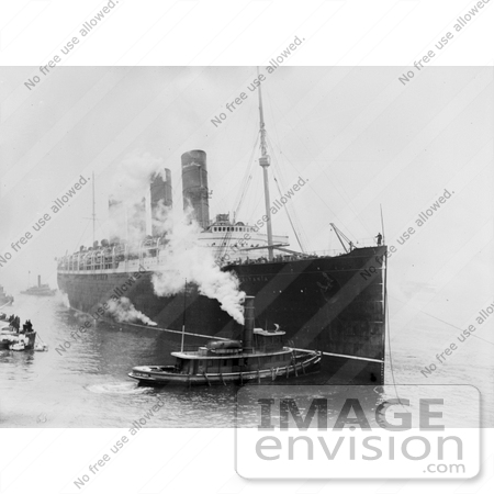 #12816 Picture of a Tugboat and the Lusitania by JVPD