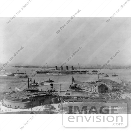#12825 Picture of the Lusitania in the New York Harbor by JVPD