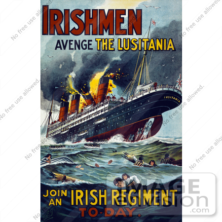 #12828 Picture of an Irish Recruiting Poster to Avenge the Luistania by JVPD