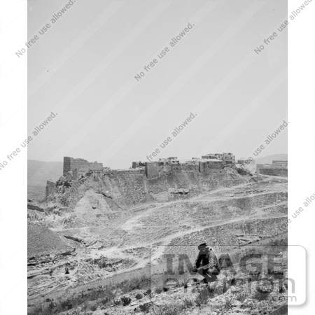 #12868 Picture of a Man Viewing Al Karak Castle in Jordan by JVPD