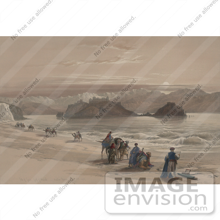 #12887 Picture of Bedouins Traveling by Camel, Isle of Graia Gulf by JVPD