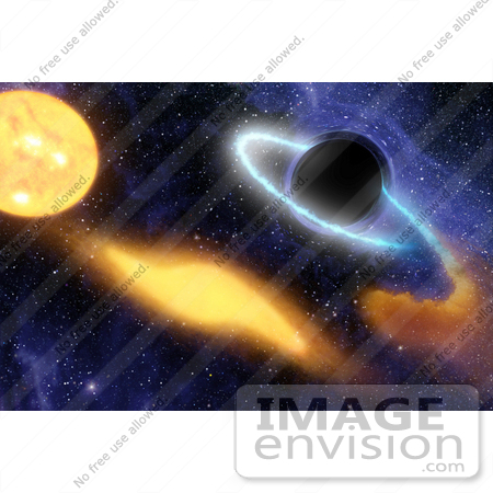 #1293 Stock Photo of a Black Hole in Space, Consuming a Star by JVPD
