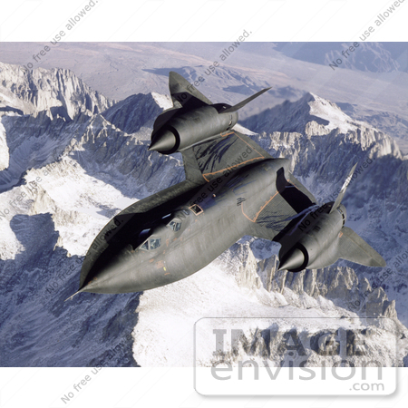 #1302 Stock Photo of a Lockheed SR-71 Blackbird Habu Flying Over the Sierra Nevada Mountains by JVPD