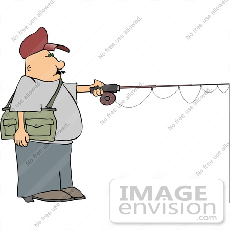 #13031 Caucasian Man Fishing Clipart by DJArt