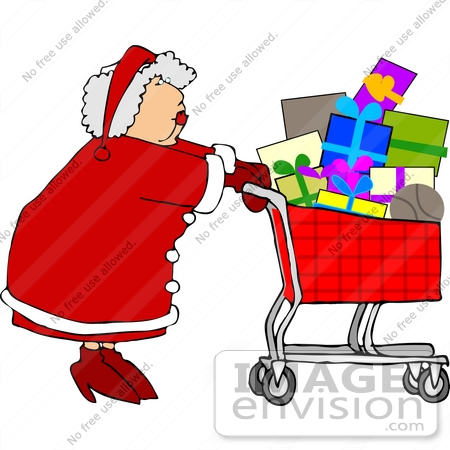#13035 Mrs Claus Christmas Shopping Clipart by DJArt