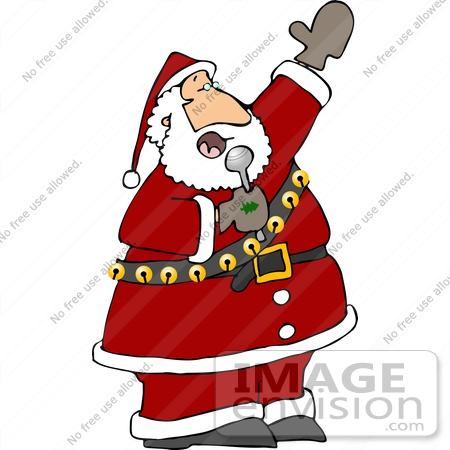 #13038 St Nicholas Singing Into a Microphone Clipart by DJArt