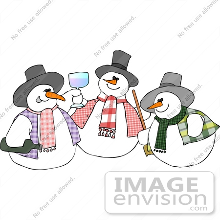 #13040 Three Snowmen Clipart by DJArt