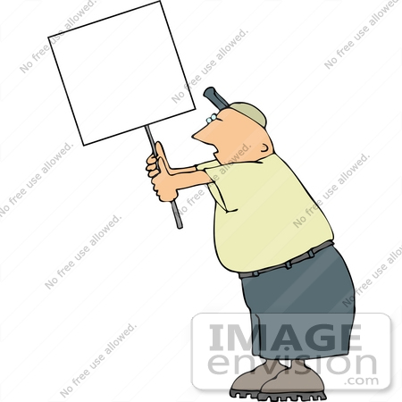 #13045 Middle Aged Caucasian Man Holding a Blank Sign Clipart by DJArt