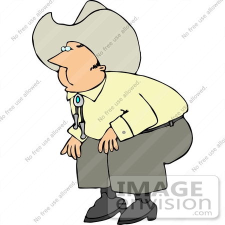 #13049 Crouching Cowboy Clipart by DJArt