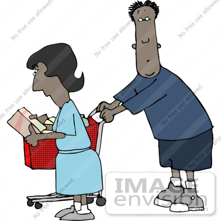 #13061 African American Couple Shopping Clipart by DJArt