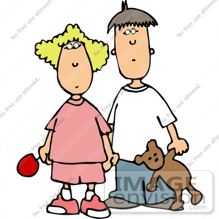 #13067 Caucasian Brother and Sister Clipart by DJArt
