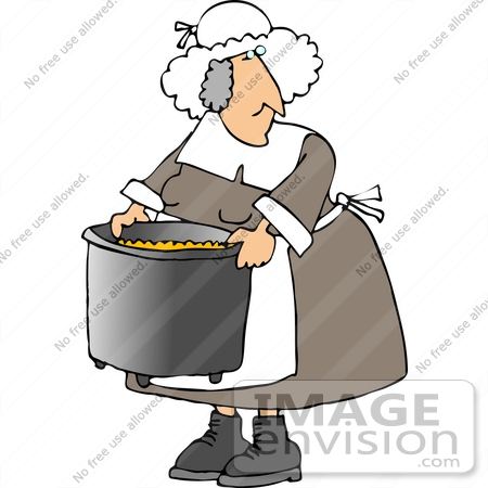 #13075 Senior Pilgrim Woman With a Pot Clipart by DJArt