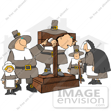 #13082 Pilgrims, One in a Pillory Clipart by DJArt