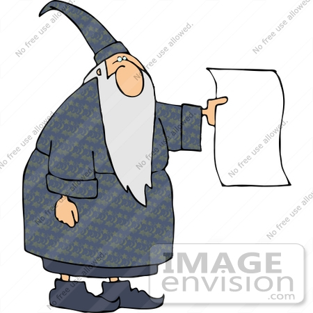 #13091 Wizard Holding a Blank Piece of Paper Clipart by DJArt
