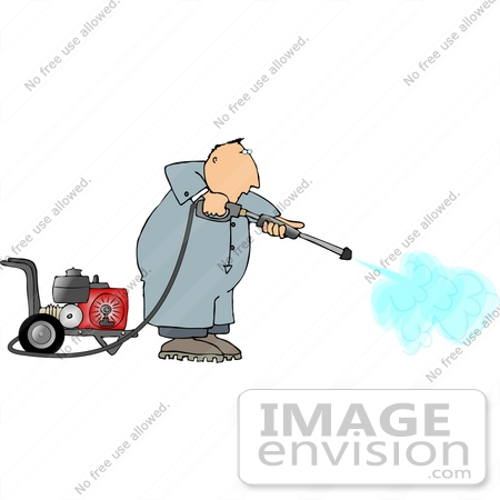 #13096 Man Using a Pressure Washer Clipart by DJArt