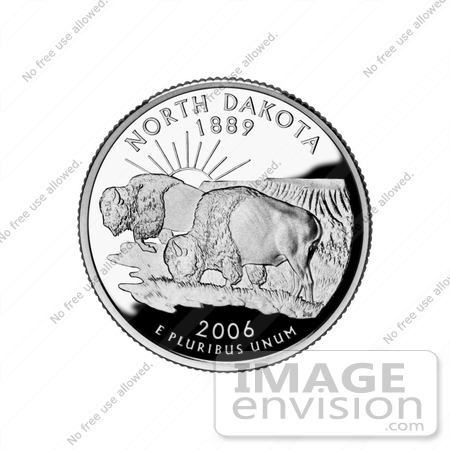 #13114 Picture of Two Buffalo in the Badlands on the North Dakota State Quarter by JVPD