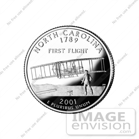 #13117 Picture of the Wright Brothers and Flyer at Kitty Hawk on the North Carolina State Quarter by JVPD