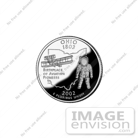 #13119 Picture of an Astronaut and 1905 Flyer on the Ohio State Quarter by JVPD