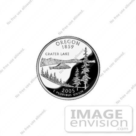 #13120 Picture of Crater Lake and Wizard Island on the Oregon State Quarter by JVPD