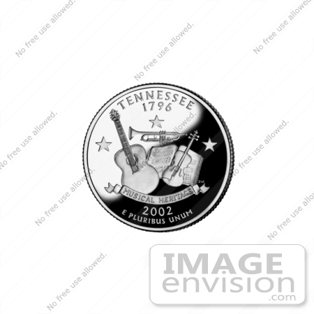 #13127 Picture of a Guitar, Trumpet and Violin on the Tennessee State Quarter by JVPD