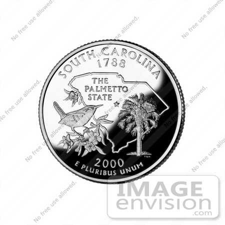 #13142 Picture of a Carolina Wren and Sabal Palmetto on the South Carolina State Quarter by JVPD