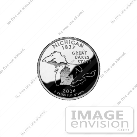 #13148 Picture of The Great Lakes on the Michigan State Quarter by JVPD