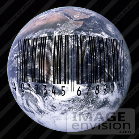 #13193 Picture of a Black Barcode Over Earth by Jamie Voetsch