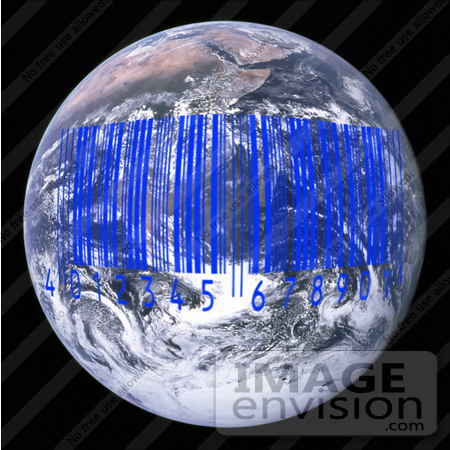 #13196 Picture of a Blue Barcode Over Earth by Jamie Voetsch