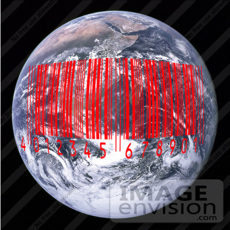 #13197 Picture of a Red Barcode Over Earth by Jamie Voetsch