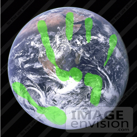 #13201 Picture of a Green Handprint on Earth by Jamie Voetsch