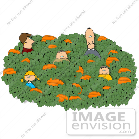 #13212 Caucasian Family in a Pumpkin Patch at Halloween Time Clipart by DJArt