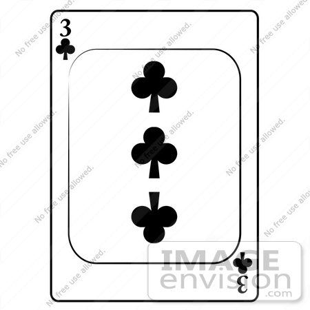 #13216 3 of Clubs Playing Card Clipart by DJArt