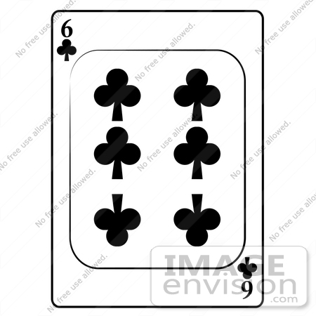 #13219 6 of Clubs Playing Card Clipart by DJArt