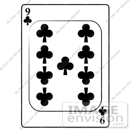 #13222 9 of Clubs Playing Card Clipart by DJArt