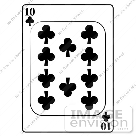 #13223 10 of Clubs Playing Card Clipart by DJArt